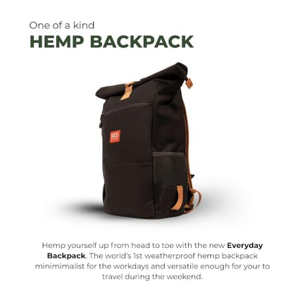 8000Kicks Everyday Hemp Backpack - Lightweight and Weatherproof Backpack for Work and Travel with Anti-theft pocket and Spacious Interior (Black) - color: Black