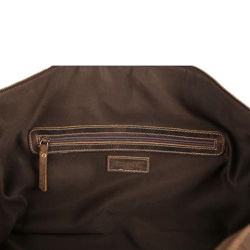 KomalC Leather Travel Duffle Bag, Cabin Carry-On for Men & Women - style: Buffalo Distressed Tan