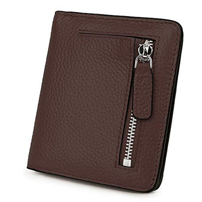 Small Leather Wallet for Women, Ladies Credit Card Holder RFID Blocking Women's Mini Bifold Pocket Purse - color: Coffee Rfid Blocking