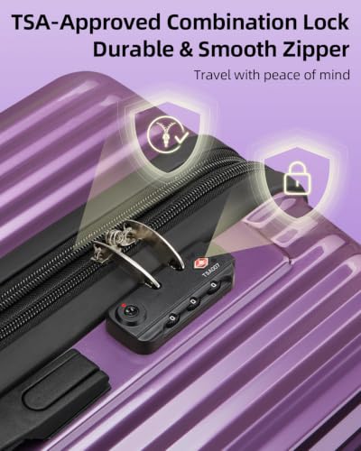Checked Luggage, 24 Inch Expandable with Spinner Wheels, TSA Lock, Lightweight Travel Suitcase with Large Capacity - color: Amethyst Wave, size: 24inch