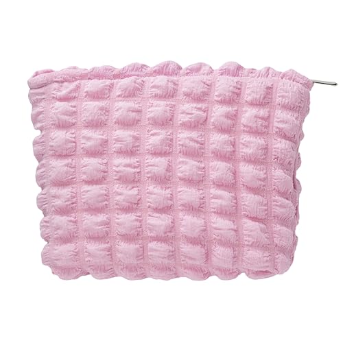 Flat Makeup Bag for Women,Zipper Cosmetic Pouch for Purse,Bubble Candy Pink - color: Bubble Candy Pink