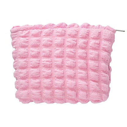 Flat Makeup Bag for Women,Zipper Cosmetic Pouch for Purse,Bubble Candy Pink - color: Bubble Candy Pink