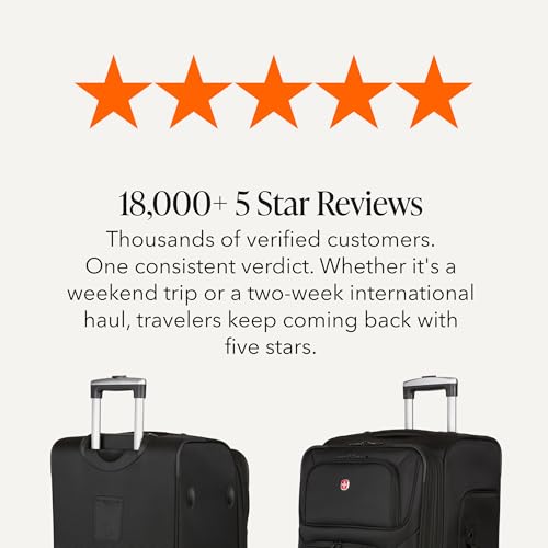 SwissGear Sion Softside Expandable Spinner Luggage Durable Lightweight Travel Suitcase, Black, Checked-Medium - color: Black, size: Checked-Medium