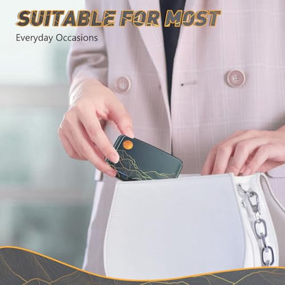 Credit Card Holder, Mini RFID Small Aluminum Card Wallet Business Card Case - color: Cool Abstract Mountain