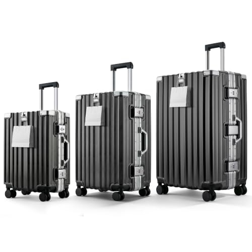 3-Piece Zipperless Luggage Set, 20/24/28 Inch Suitcases - color: Gray, size: TSA 20-inch & 24-inch & 28-inch