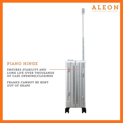 Aleon All Aluminum Lightweight 21" Premium International Carry-On Luggage - Hardside Carry-On Suitcase, TSA Approved, Hard Shell Suitcase, Airline Approved Hard Spinner Wheels Luggage (Platinum) - color: platinum