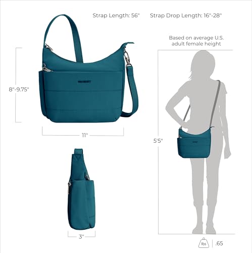 Travelon Anti-theft Roam Medium Crossbody - color: Capri Blue