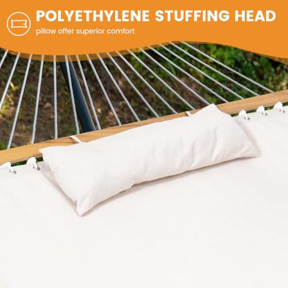 Lazy Daze 12 FT Sunbrella Fabric Hammock, Non-Fading Double Outdoor Hammock - color: Cast Pumice