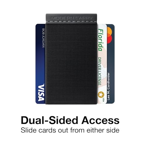 Modern Carry Eclipse Card Holder – Full-Coverage Elastic Minimalist Wallet for Men & Women, Slim Front Pocket Card Case, Secure Stretch Band Holds 2–12 Cards & Cash, Ultra-Thin Everyday Carry (Black) - color: Black