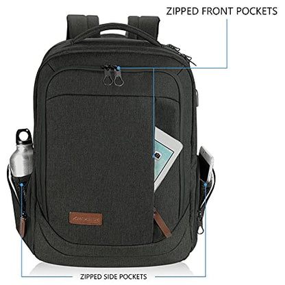 KROSER Laptop Backpack Computer Backpack 17.3 Inch for Men-Charcoal Black - color: Charcoal Black