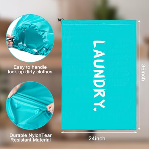 2 Pack Travel Laundry Bag,24" x 36", Extra Large Dirty Clothes Organizer - color: Deep Blue+Red, size: 24"x36"