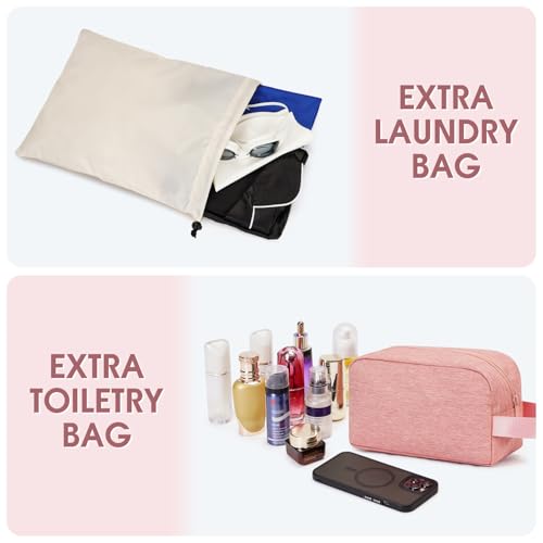 WANDF Personal Item Travel Bag, Carry On Weekender Bag for Women - color: Pink