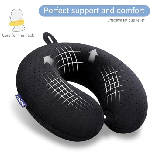 Travel Neck Pillow, Memory Foam Airplane Pillow, Black - color: Black