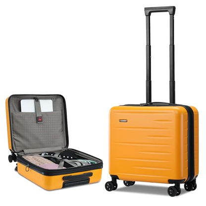 CENSIEN Expandable 16 Inch Carry On Luggage Airline Approved Small Suitcase - color: Orange, size: 16 Inch EXT