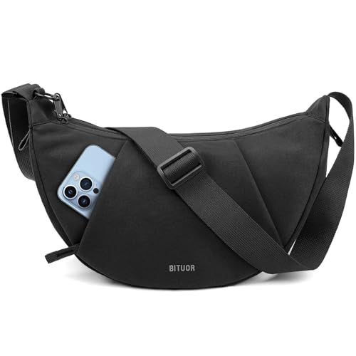 Crossbody Bag for Women Anti-theft Crescent Shoulder Bag Purse Hobo Bag | Anti-theft,Waterproof,Hidden pocket,2 main compartments - color: A-black New