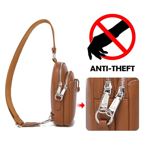 INICAT Small Anti Theft Crossbody Bag for Women,Sling Purse - color: Brown Antitheft, size: Large