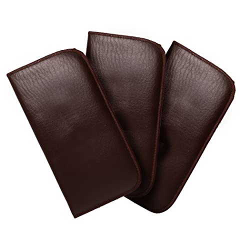 Calabria Slim Faux Leather Eyeglass Case Soft Slip-In Design [Brown - 3 Pack] | Compact Protective Pouch | Soft Case for Glasses | Lightweight Sunglass Storage - color: Brown (3-pack)
