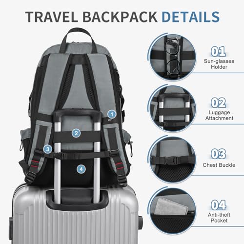 Travel Backpack with Shoe Compartment 35L TSA Carry on Fits 18.4" - color: Standard Grey