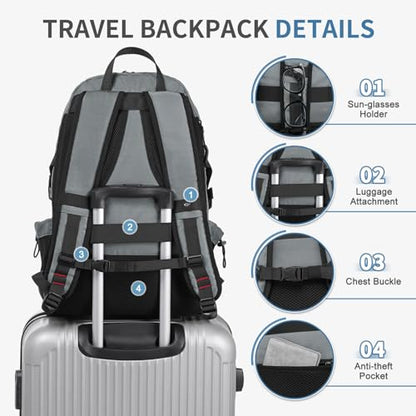 Travel Backpack with Shoe Compartment 35L TSA Carry on Fits 18.4" - color: Standard Grey