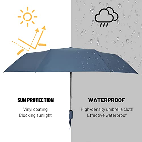 SY COMPACT Umbrella Automatic Travel Waterproof Light Folding Umbrellas Easy Carry for Women and Men - color: Blue