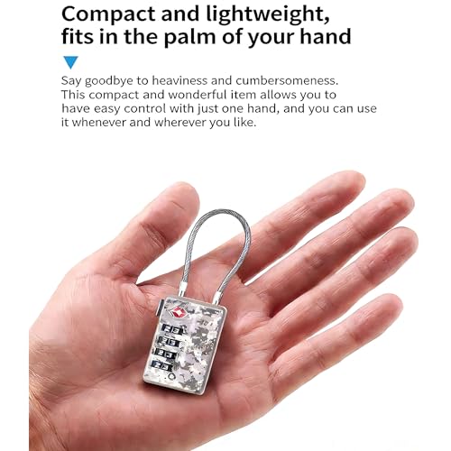 TSA Approved Cable Luggage Locks, Re-settable Combination with Alloy Body, Resettable 4-Digit Combination Padlock,Gym Locks,Toolbox Lock (1, Camouflage) (1, Camouflage)
