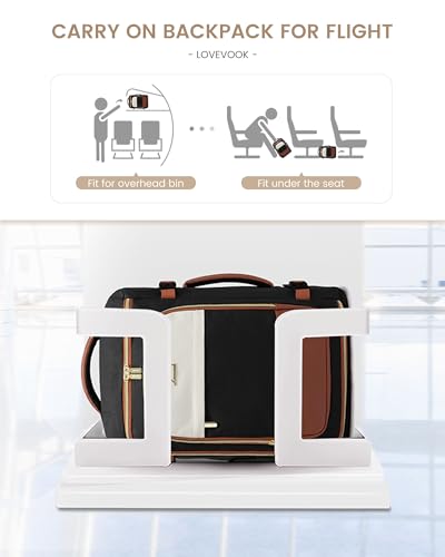 LOVEVOOK Travel Backpack Carry on Flight Approved for Women/Men - color: Pink & Khaki, size: 40L-4PCS