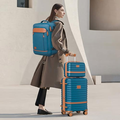 Joyway Expandable Luggage Sets 5 Piece, Lightweight Hard Shell Travel Suitcase Set with Spinner Wheels and TSA Lock, Blue - color: Blue, size: 6 piece set（13/20/24/28）