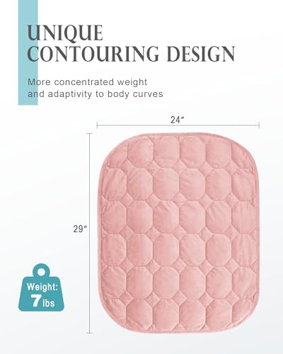Cottonblue 소형 가중 랩 담요 3.2kg(7파운드) 성인 청소년용, 61cm x 73.7cm(24 x 29인치), 아늑한 - color: 둔한 핑크, size: 24"x29" 7lbs