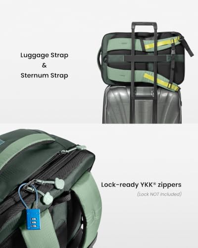 tomtoc Travel Backpack 28L,TSA Personal Item Bag Flight Approved,PFAS Free - color: Moss Green-ripstop, size: 28L