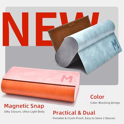 Eyeglasses Cases for Glasses, Clip-on, Sunglasses, Reading Glasses - color: Orange and Pink