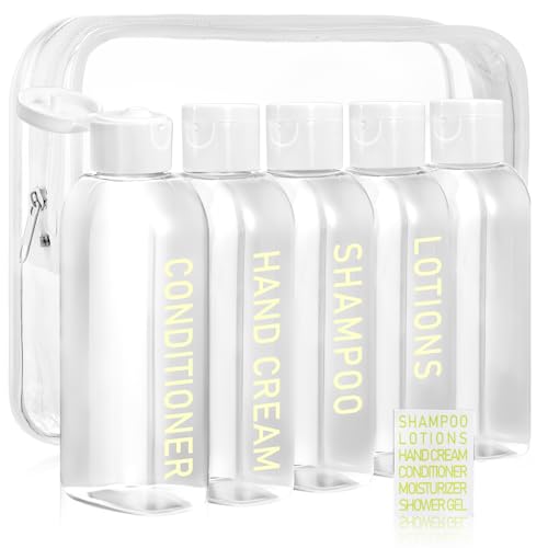 5 Pack Travel Bottles for Toiletries, 3.4oz TSA Approved Travel Containers - color: Clear