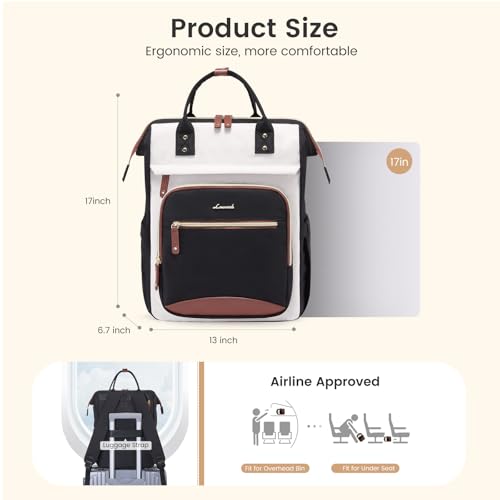 LOVEVOOK Laptop Backpack Women, 15.6 Inch Work Backpack - color: Beige-black, size: 17.3INCH