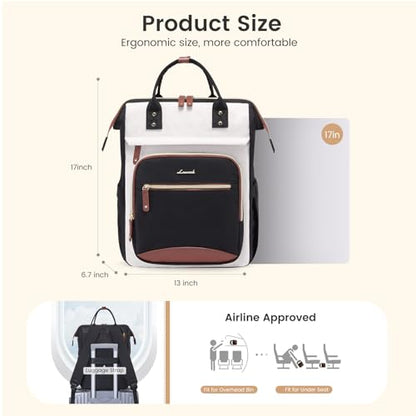LOVEVOOK Laptop Backpack Women, 15.6 Inch Work Backpack - color: Beige-black, size: 17.3INCH
