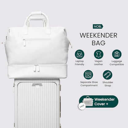 Nobl Travel Weekender Bag for Women & Men, Large Carry-On Duffel, White - color: Ivory