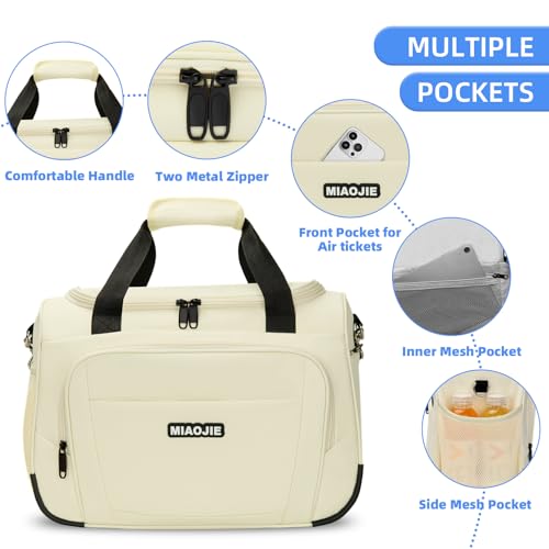Underseat Carry On Luggage Bag, Lightweight Travel Tote Bag for Travel - color: Beige, size: 16IN