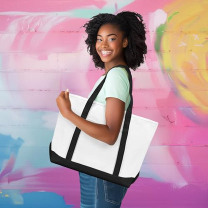 DALIX 23" Premium 24 oz. Cotton Canvas Shopping Tote Bag - color: Black