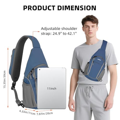 Crossbody Sling Bag, Lightweight Travel Sling Backpack with RFID Blocking - color: Blue