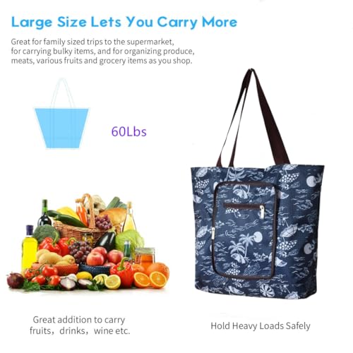 Reusable Shopping Bags Foldable Washable Waterproof Large Grocery Bags Heavy Duty Sturdy Daily Bags - color: Color 2