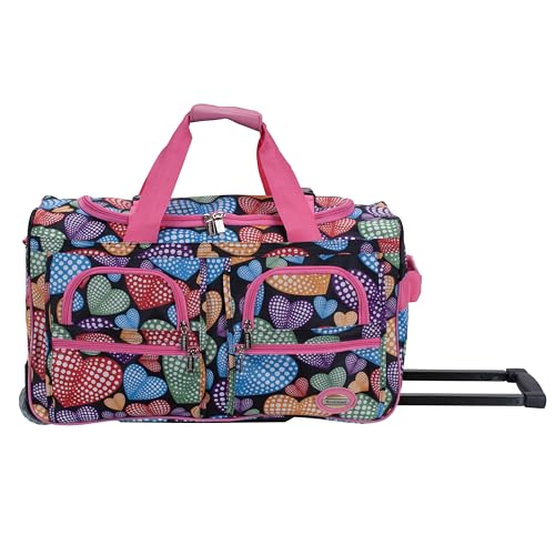 Rockland Rolling Duffel Bag, Black, 22" - color: NEWHEART, size: 22"