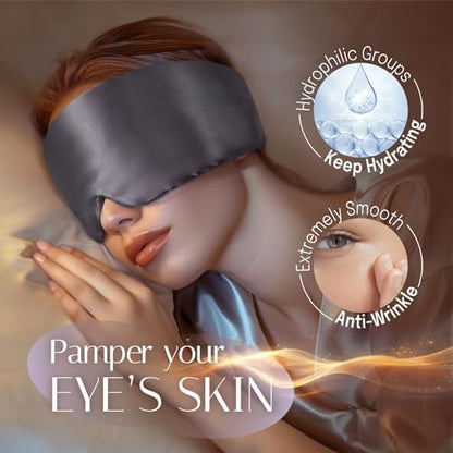 OLESILK 100% Mulberry Silk Sleep Mask, Large Size, Pressureless, Blackout - color: Charcoal