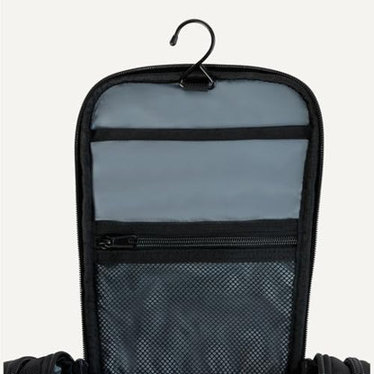 Amazon Essentials Spacious Toiletry Bag, Hanging Cosmetic Dopp Kit with Multiple Compartments, Durable Polyester, Large Capacity Storage, Compact Design, Black (Previously Amazon Basics)