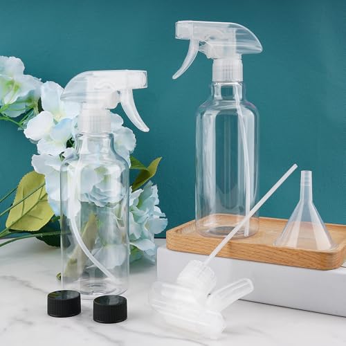 Plastic Spray Bottles, 16.9oz/500ml, 2 Pack，Clear | Empty Spray Bottle, Heavy Duty Spraying Bottles, Mist/Stream, For Cleaning Solutions, Essential Oils, Hair - color: Clear