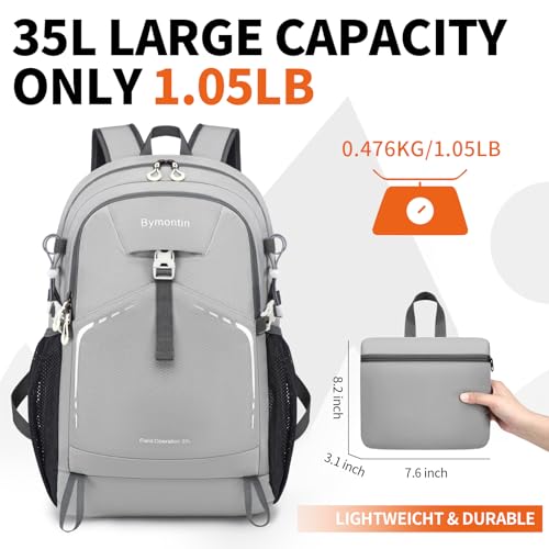 Lightweight Foldable 35L Everyday Backpack, Packable Daypack (Grey) - color: 35l-grey