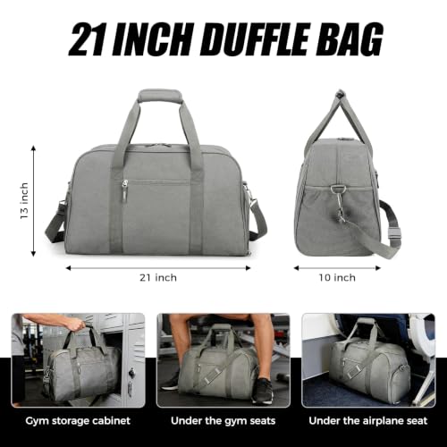 Searock 45L Gym Bag for Men & Women with Shoe Compartment - color: Dark Grey, size: 21 x 10 x 13″ (Medium)