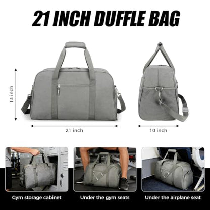 Searock 45L Gym Bag for Men & Women with Shoe Compartment - color: Dark Grey, size: 21 x 10 x 13″ (Medium)
