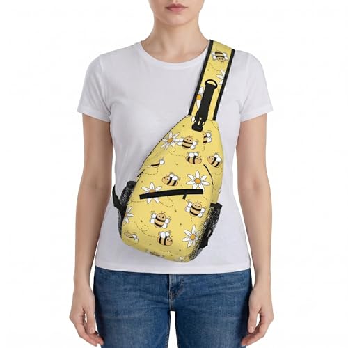 Women's Hiking Daypack Sling Bag Crossbody Backpack - Bee | Polyester,10L, Lightweight, Anti-Theft, Water Resistant - color: Bee