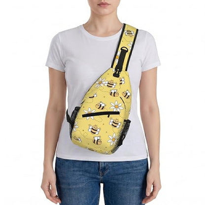 Women's Hiking Daypack Sling Bag Crossbody Backpack - Bee | Polyester,10L, Lightweight, Anti-Theft, Water Resistant - color: Bee