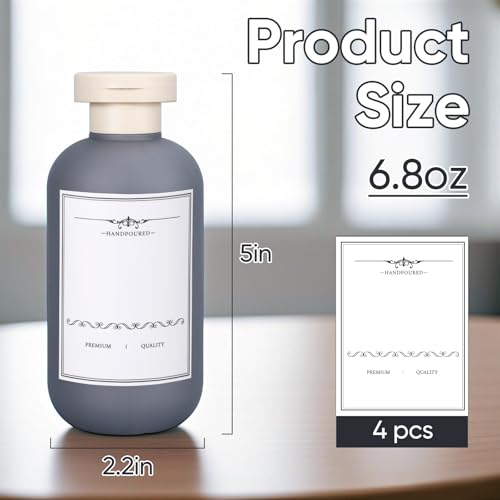 3 PACK Travel Shampoo Bottle, Empty Plastic Squeeze Bottles 6.8oz with Flip Cap, Lotion Container for Toiletries Travel Size Shampoo and Conditioner - color: Grey