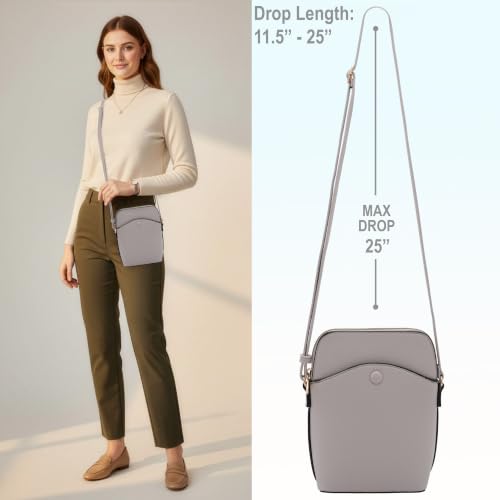Solene Small Crossbody Bag with Gold Hardware, Mini Shoulder Purse with Adjustable Strap - color: Grey