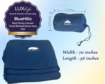 BlueHills Premium Ultra Compact Travel Blanket Pillow Airplane - Navy Blue - color: C001-navy